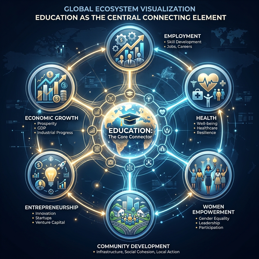Ecosystem illustration connecting skilling to capital