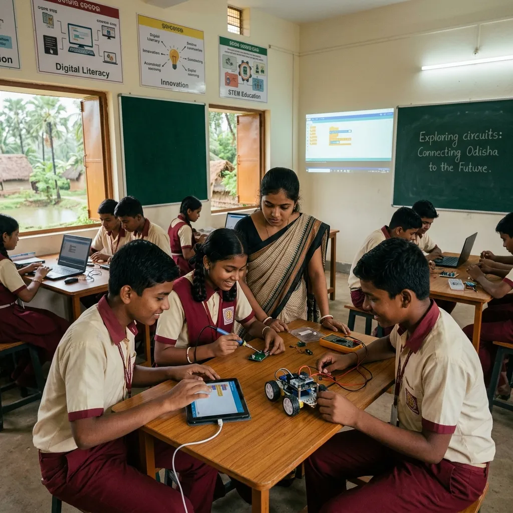 Odisha government school students participating in active coding and robotic builds