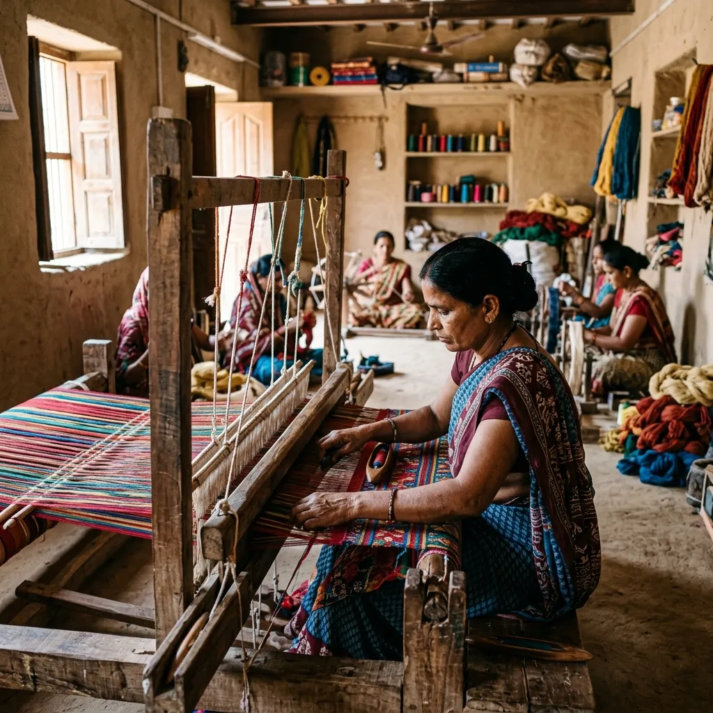 Rajasthani artisan designing traditional blue pottery