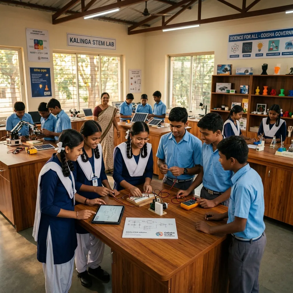 Indian government school students conducting hands-on physics experiments in Jigyasu STEM Lab